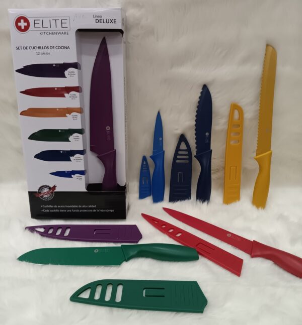 SET DE CUCHILLOS DE ACERO INOXIDABLE CON FUNDA ELITE