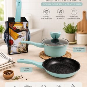 Set de Sartén y Cazo con Tapa de Vidrio