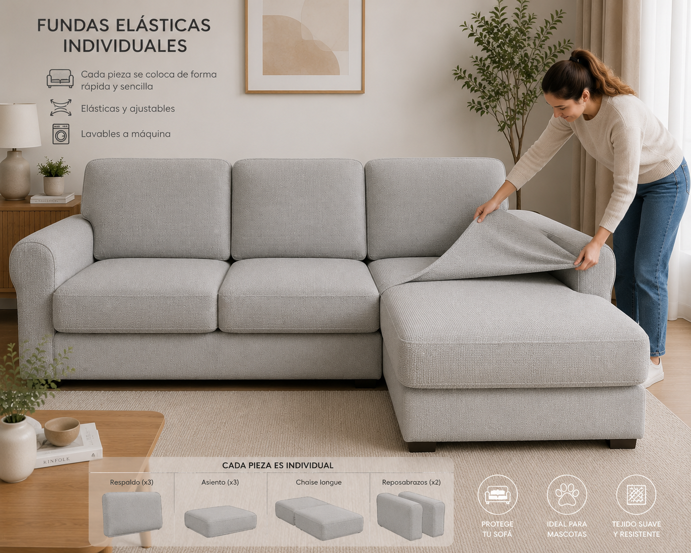 Fundas Elásticas Individuales para Sofá chaiselongue
